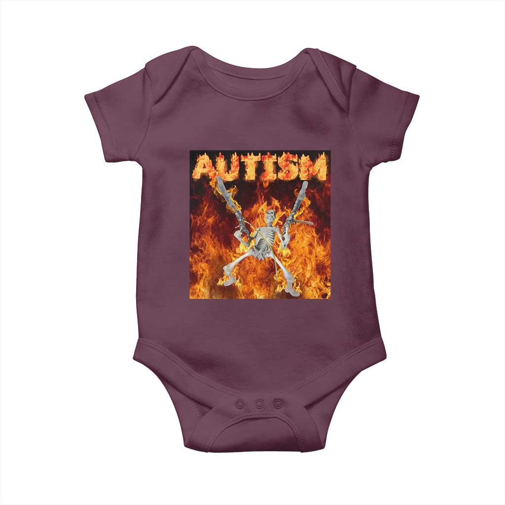 Autism Skeleton Meme Baby Onesie TS10 Maroon Print Your Wear