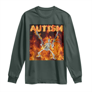 Autism Skeleton Meme Long Sleeve Shirt TS10 Dark Forest Green Print Your Wear