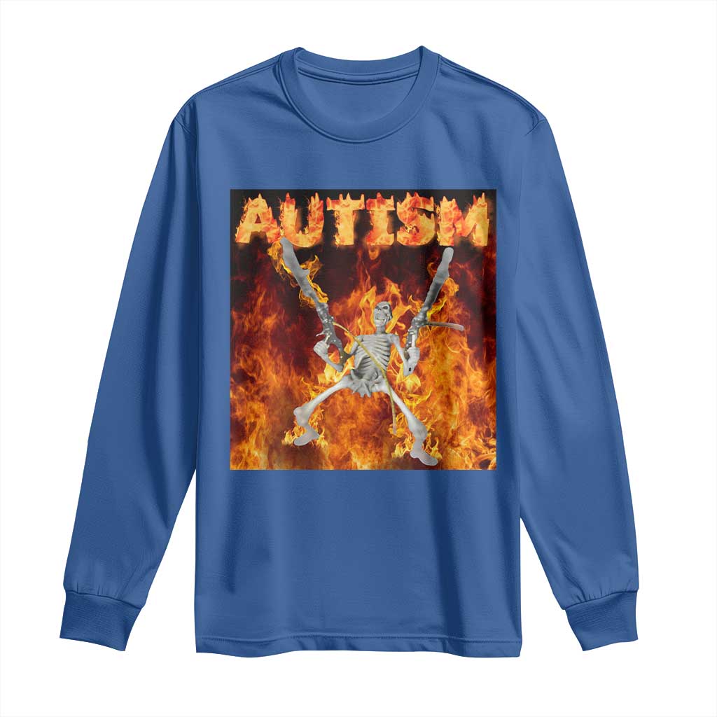 Autism Skeleton Meme Long Sleeve Shirt TS10 Royal Blue Print Your Wear