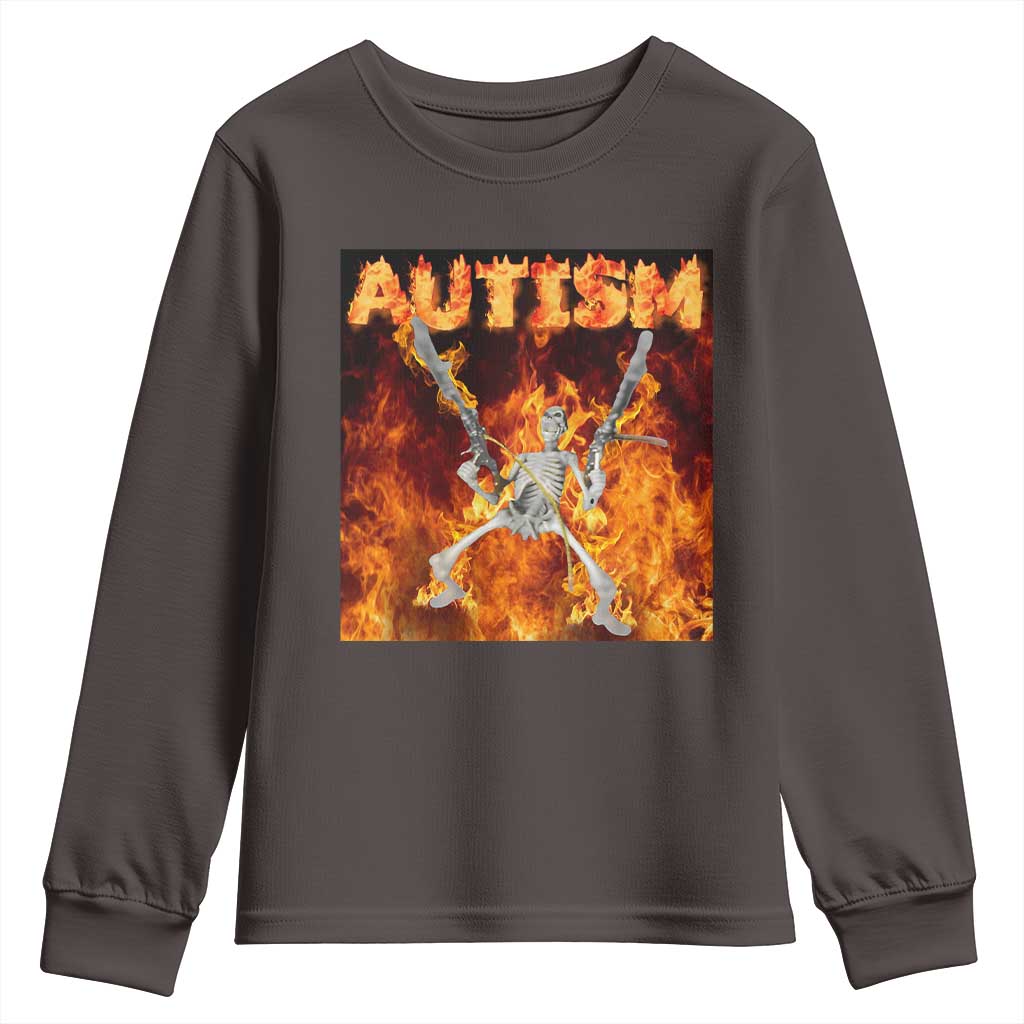Autism Skeleton Meme Youth Sweatshirt TS10 Dark Chocolate Print Your Wear