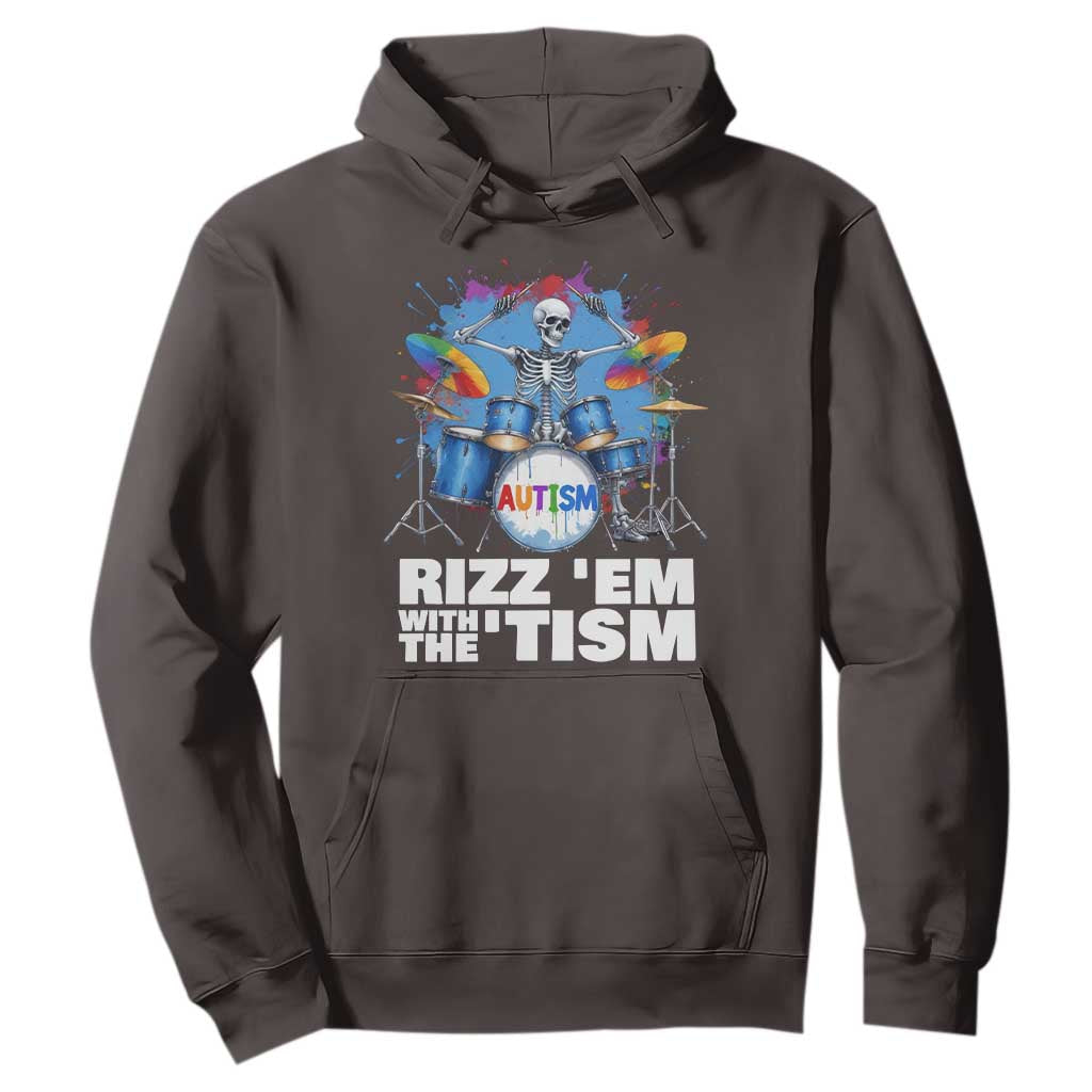 Autism Skeleton Meme Hoodie Rizz Em With The Tism Meme Autistic Drummer TS10 Dark Chocolate Print Your Wear