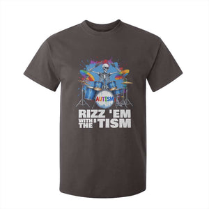 Autism Skeleton Meme T Shirt For Kid Rizz Em With The Tism Meme Autistic Drummer TS10 Dark Chocolate Print Your Wear