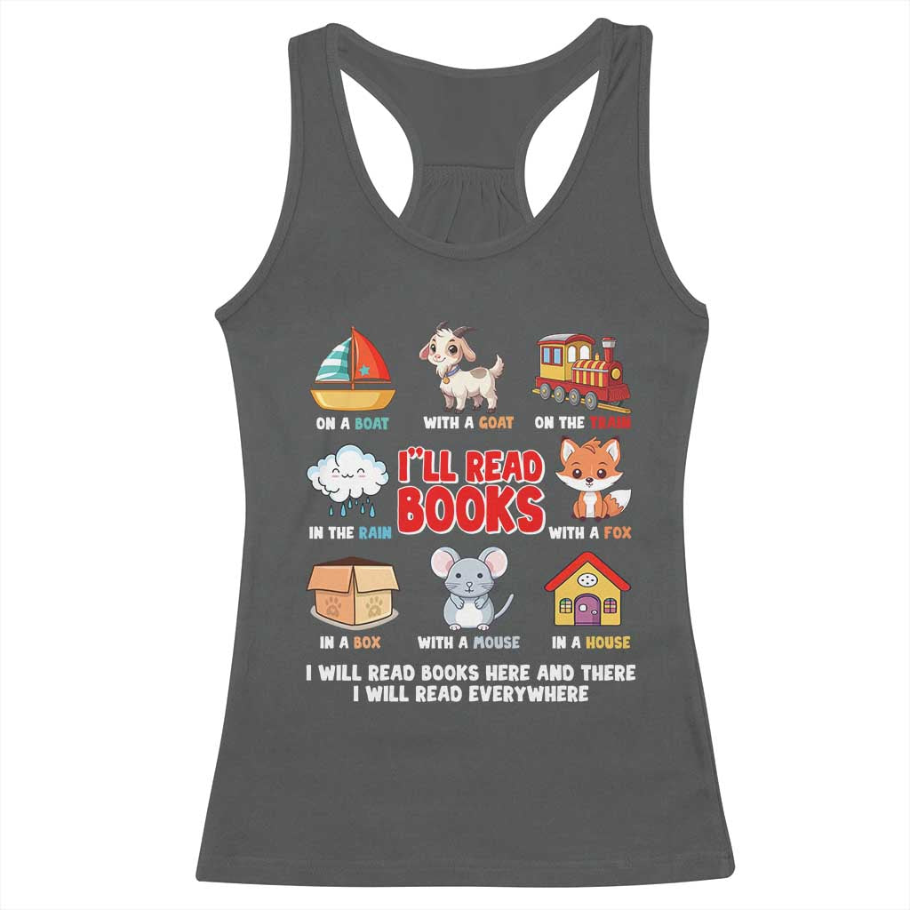 I Will Read Books On A Boat & Everywhere Reading Gifts Racerback Tank Top TS10 Dark Heather Print Your Wear