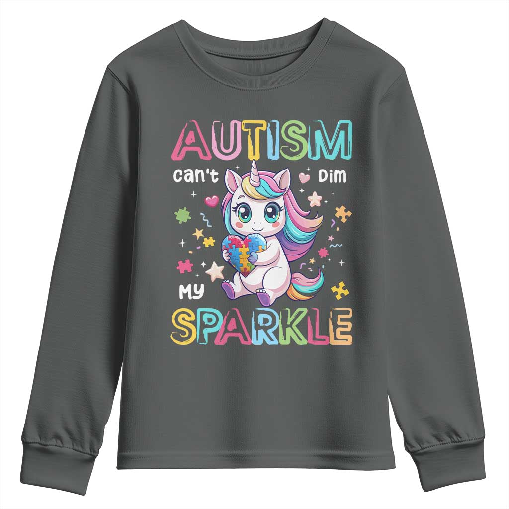 Autism Awareness Unicorn Youth Sweatshirt For Autism Mom Girls TS10 Dark Heather Print Your Wear