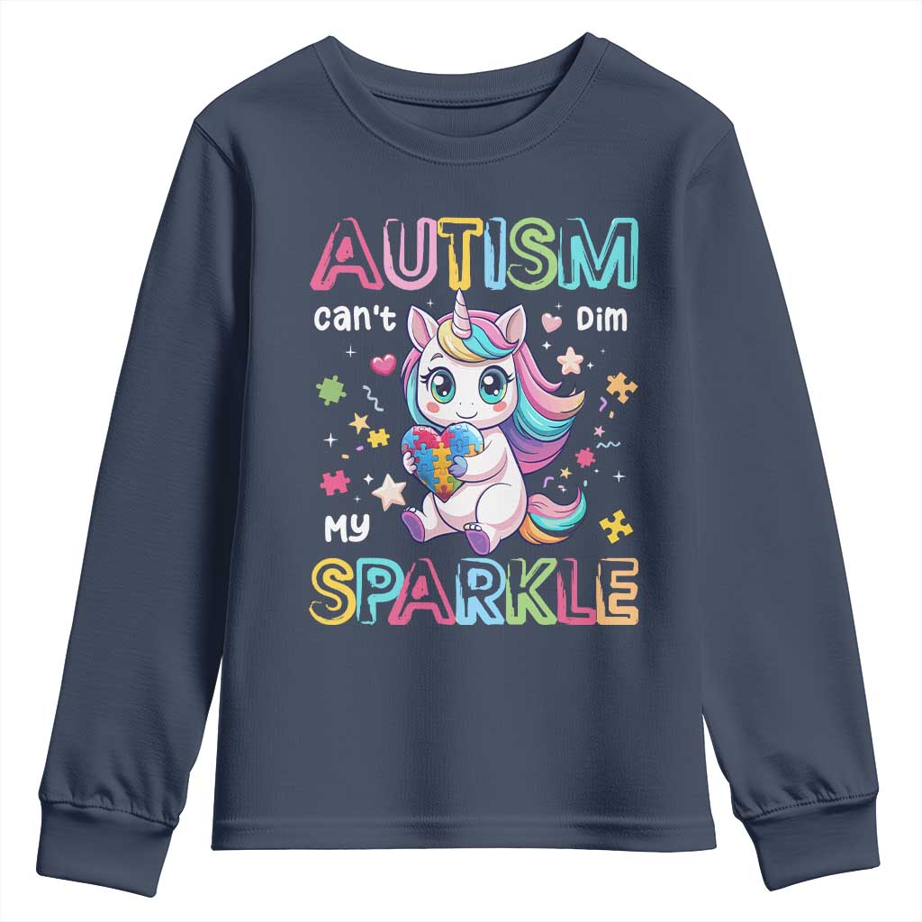 Autism Awareness Unicorn Youth Sweatshirt For Autism Mom Girls TS10 Navy Print Your Wear