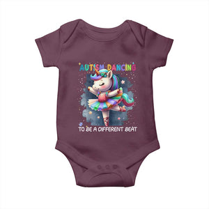 Autism Awareness Unicorn Baby Onesie Ballet Dancing To A Different Beat TS10 Maroon Print Your Wear