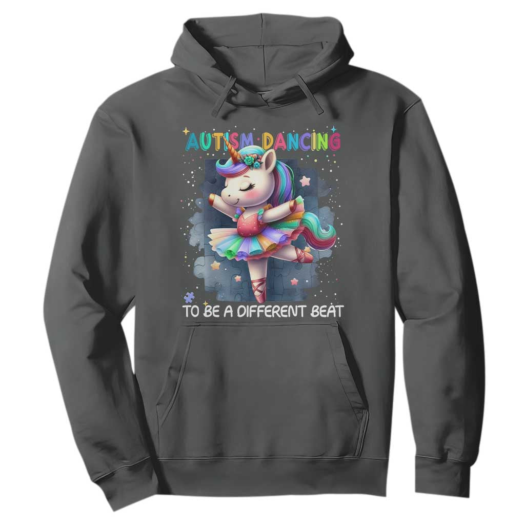 Autism Awareness Unicorn Hoodie Ballet Dancing To A Different Beat TS10 Dark Heather Print Your Wear