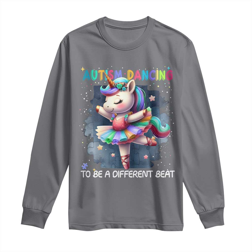 Autism Awareness Unicorn Long Sleeve Shirt Ballet Dancing To A Different Beat TS10 Charcoal Print Your Wear