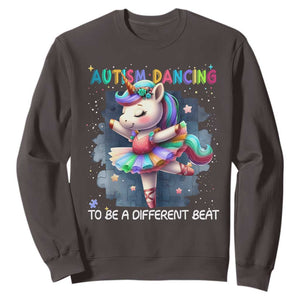 Autism Awareness Unicorn Sweatshirt Ballet Dancing To A Different Beat TS10 Dark Chocolate Print Your Wear