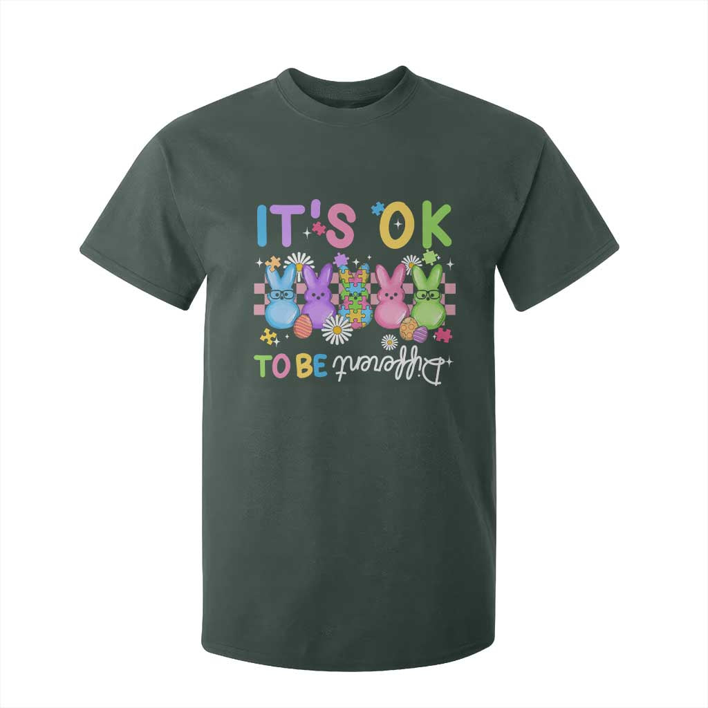Its Okay To Be Different T Shirt For Kid Bunny Puzzle Autism Awareness Easter TS10 Dark Forest Green Print Your Wear