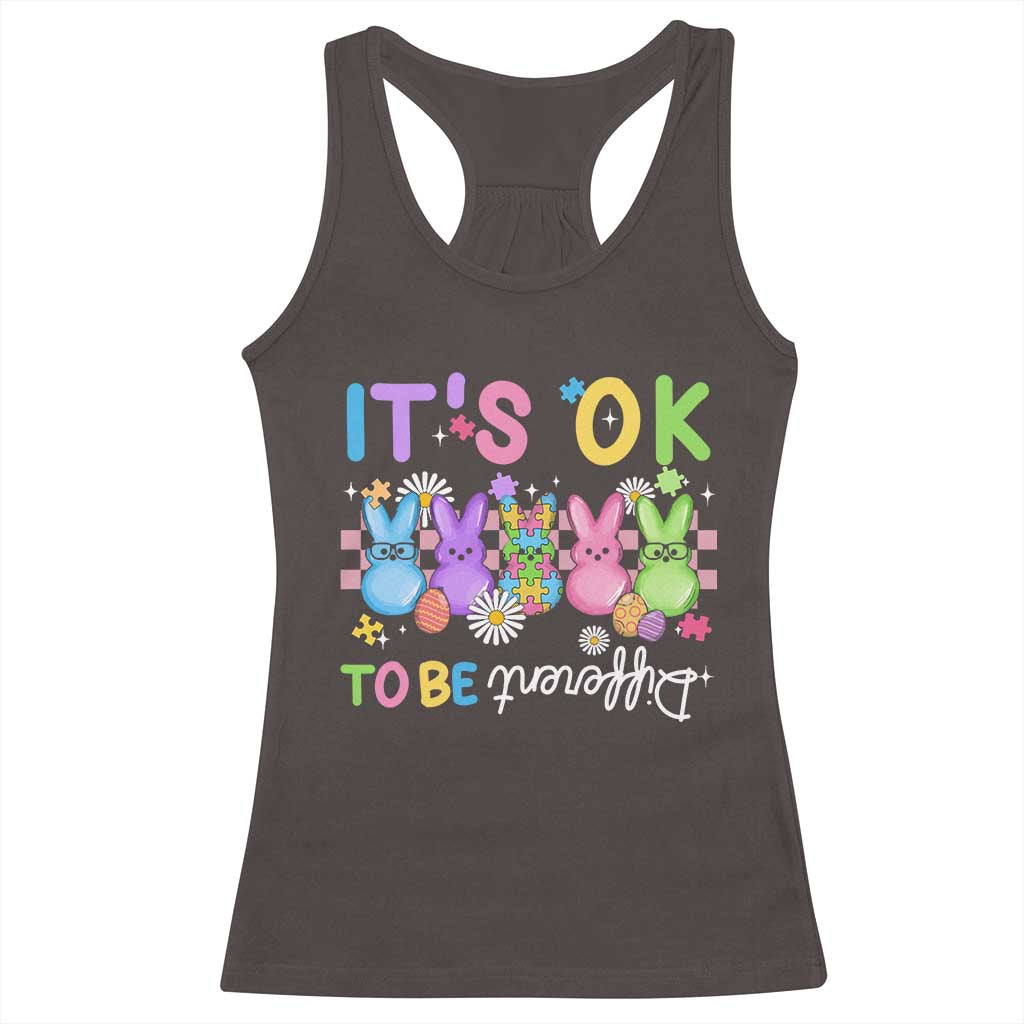 Its Okay To Be Different Racerback Tank Top Bunny Puzzle Autism Awareness Easter TS10 Dark Chocolate Print Your Wear