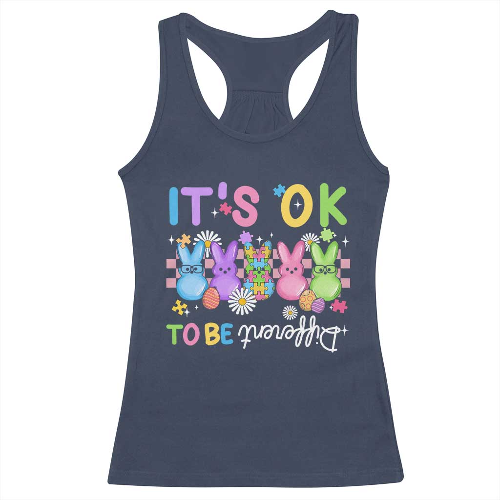 Its Okay To Be Different Racerback Tank Top Bunny Puzzle Autism Awareness Easter TS10 Navy Print Your Wear