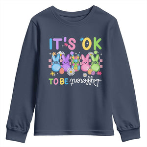 Its Okay To Be Different Youth Sweatshirt Bunny Puzzle Autism Awareness Easter TS10 Navy Print Your Wear
