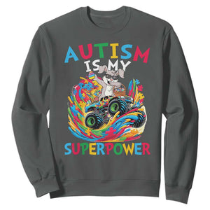 Autism Awareness Easter Sweatshirt Dabbing Bunny Monster Truck Lovers TS10 Dark Heather Print Your Wear