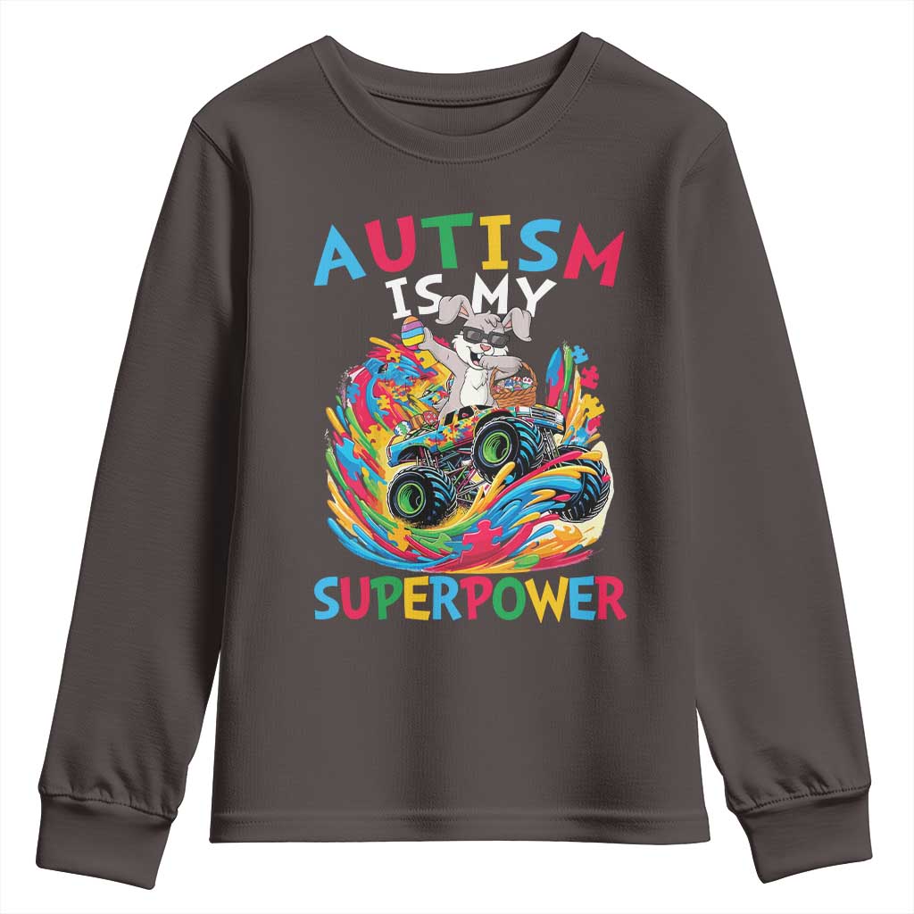 Autism Awareness Easter Youth Sweatshirt Dabbing Bunny Monster Truck Lovers TS10 Dark Chocolate Print Your Wear