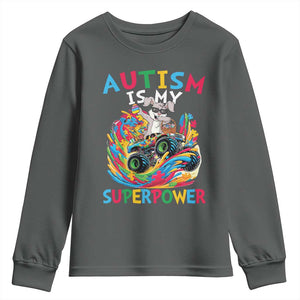 Autism Awareness Easter Youth Sweatshirt Dabbing Bunny Monster Truck Lovers TS10 Dark Heather Print Your Wear