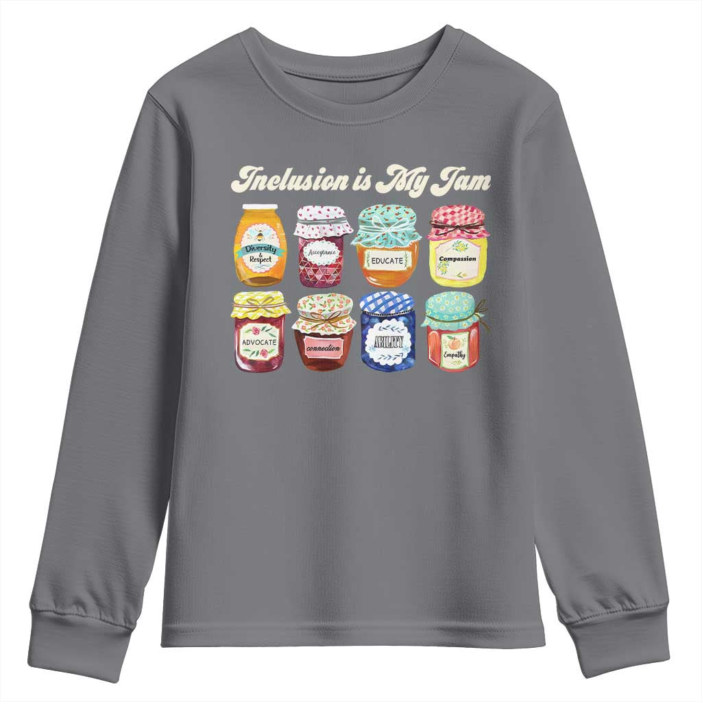 Inclusion Is My Jam Youth Sweatshirt Special Education Teacher Autism Awareness TS10 Charcoal Print Your Wear