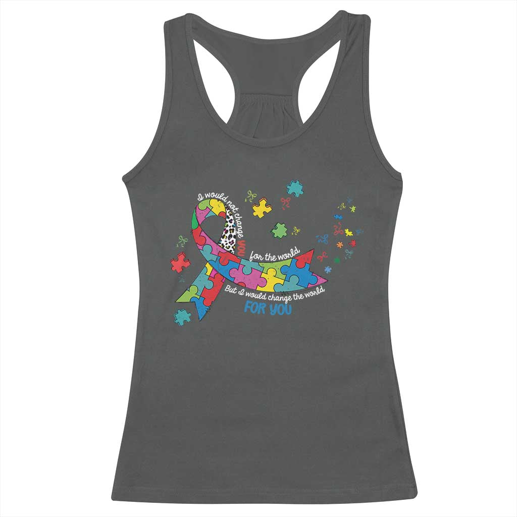 Autism Awareness Coquette Bow Racerback Tank Top Special Education Teacher TS10 Dark Heather Print Your Wear