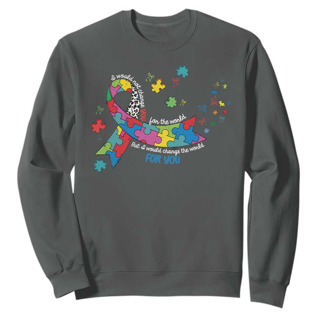 Autism Awareness Coquette Bow Sweatshirt Special Education Teacher TS10 Dark Heather Print Your Wear