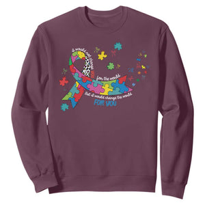 Autism Awareness Coquette Bow Sweatshirt Special Education Teacher TS10 Maroon Print Your Wear