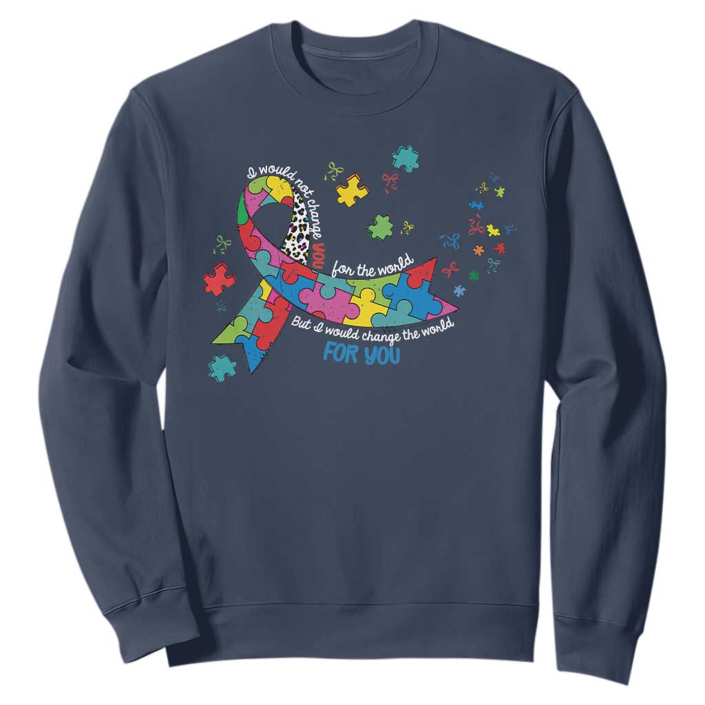 Autism Awareness Coquette Bow Sweatshirt Special Education Teacher TS10 Navy Print Your Wear