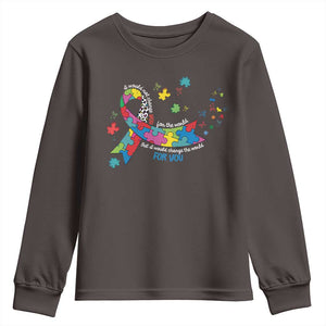 Autism Awareness Coquette Bow Youth Sweatshirt Special Education Teacher TS10 Dark Chocolate Print Your Wear