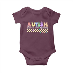 Autism Acceptance Month Baby Onesie Seeing the World Differently TS10 Maroon Print Your Wear