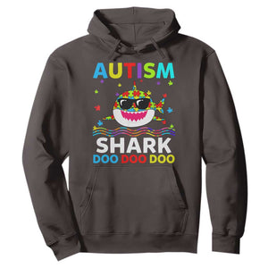 Funny Autism Shark Hoodie Puzzle Piece Autistic Mom Dad Sped Teacher TS10 Dark Chocolate Print Your Wear
