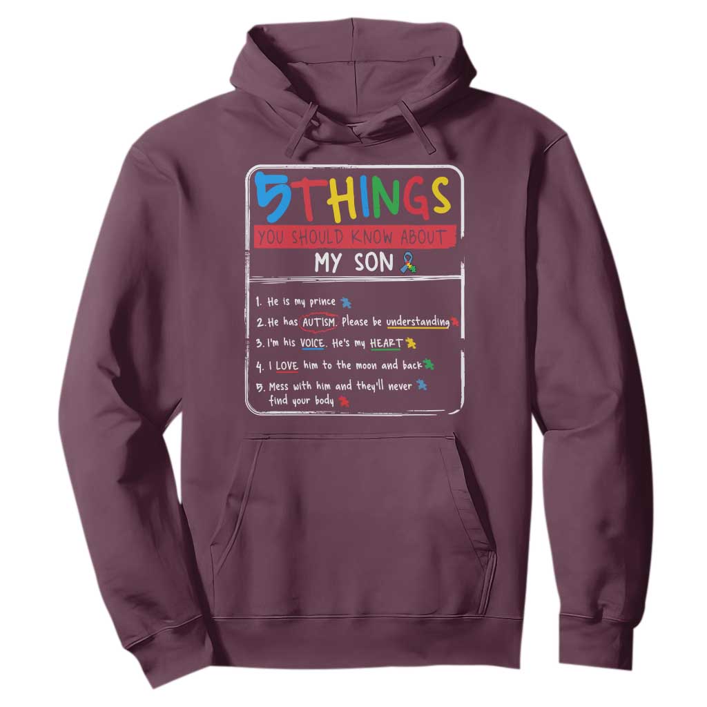 Autistic Son Autism Awareness Mom Dad Parents Hoodie - ASD Family Support Pullover TS10 Maroon Print Your Wear