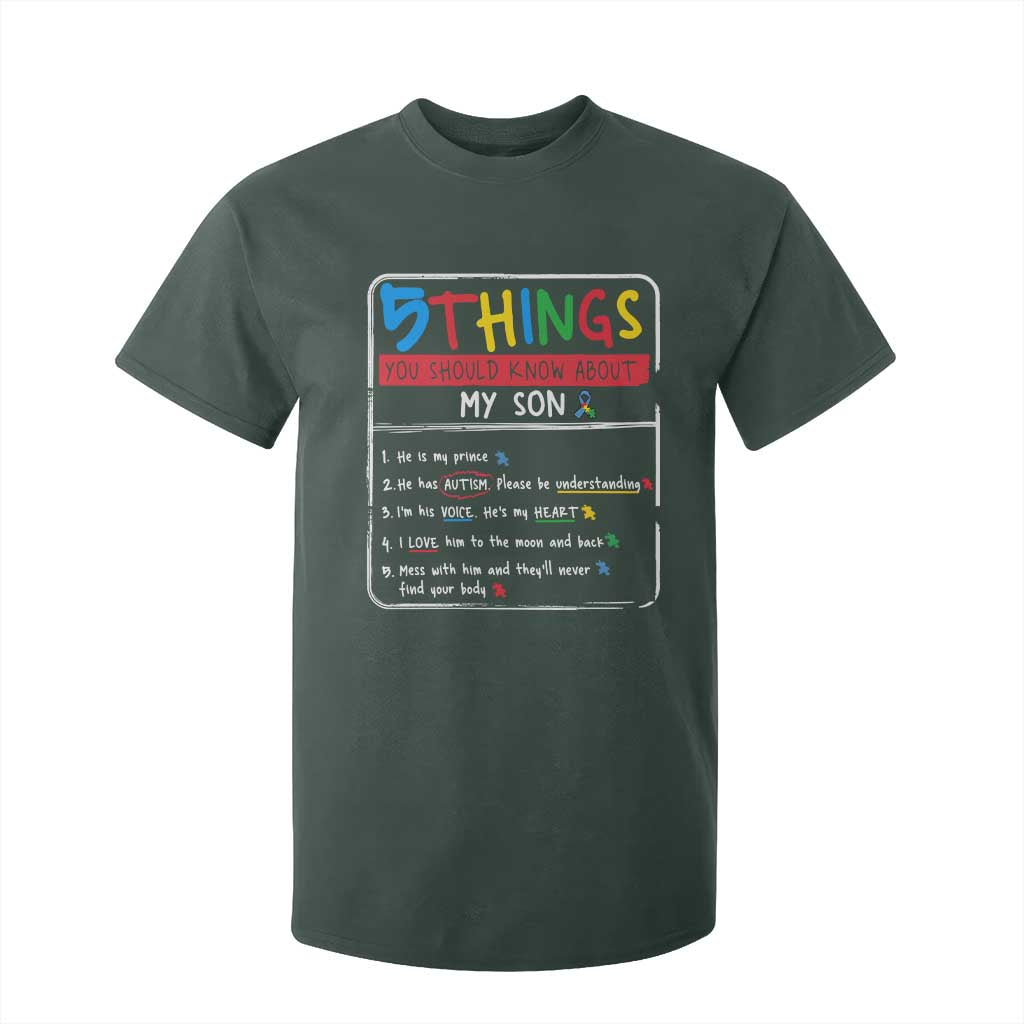 Autistic Son Autism Awareness Mom Dad Parents T Shirt For Kid TS10 Dark Forest Green Print Your Wear