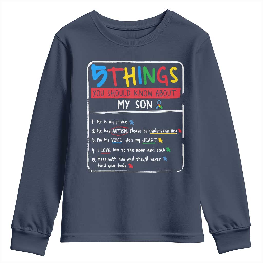 Autistic Son Autism Awareness Mom Dad Parents Youth Sweatshirt TS10 Navy Print Your Wear