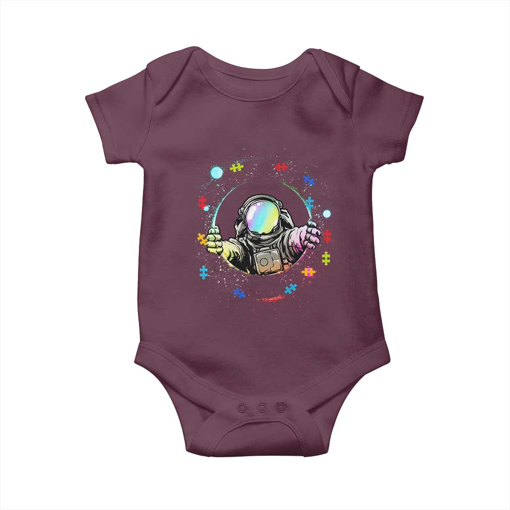 Astronaut Autism Awareness Baby Onesie Space Autistic Kids Sped Teacher TS10 Maroon Print Your Wear