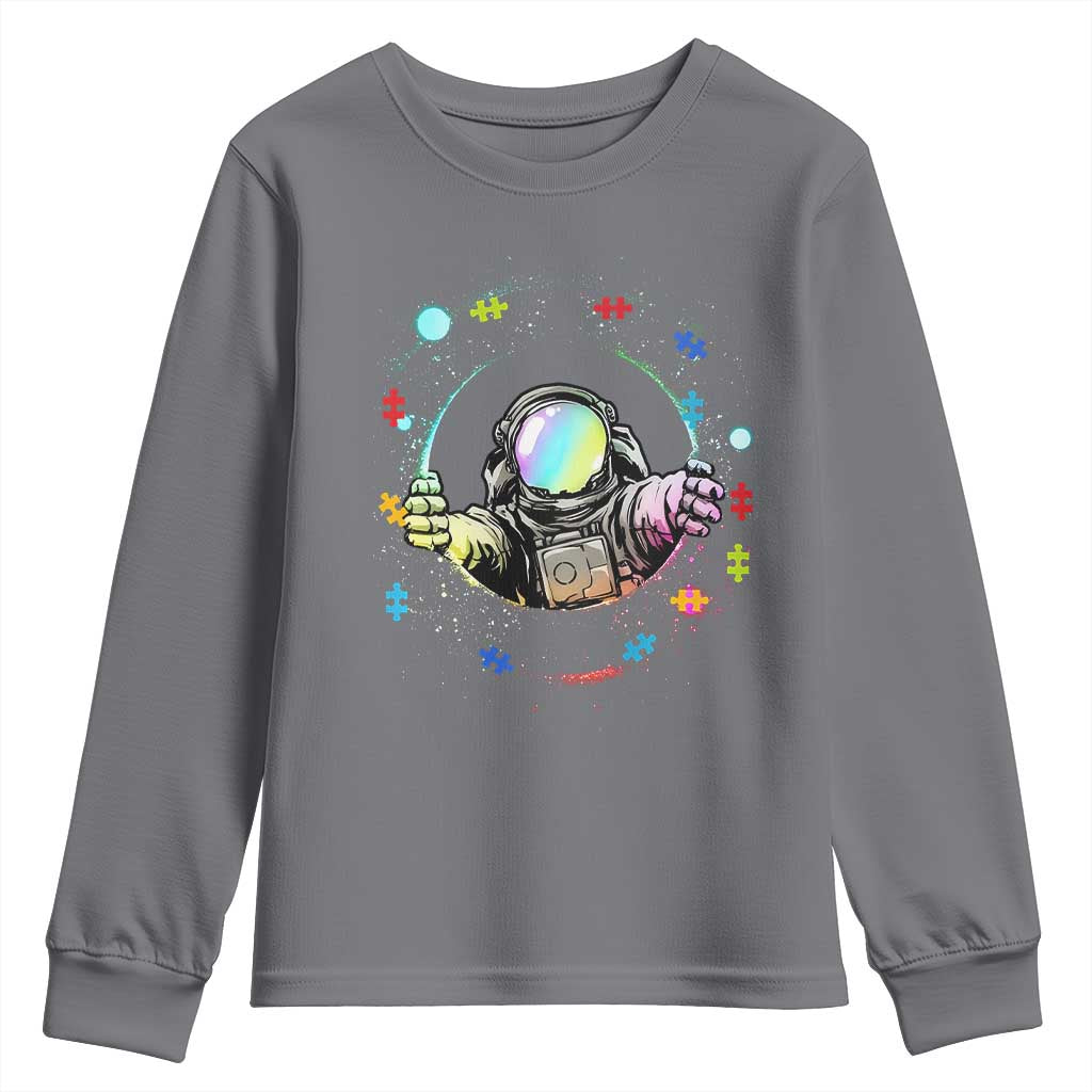 Astronaut Autism Awareness Youth Sweatshirt Space Autistic Kids Sped Teacher TS10 Charcoal Print Your Wear