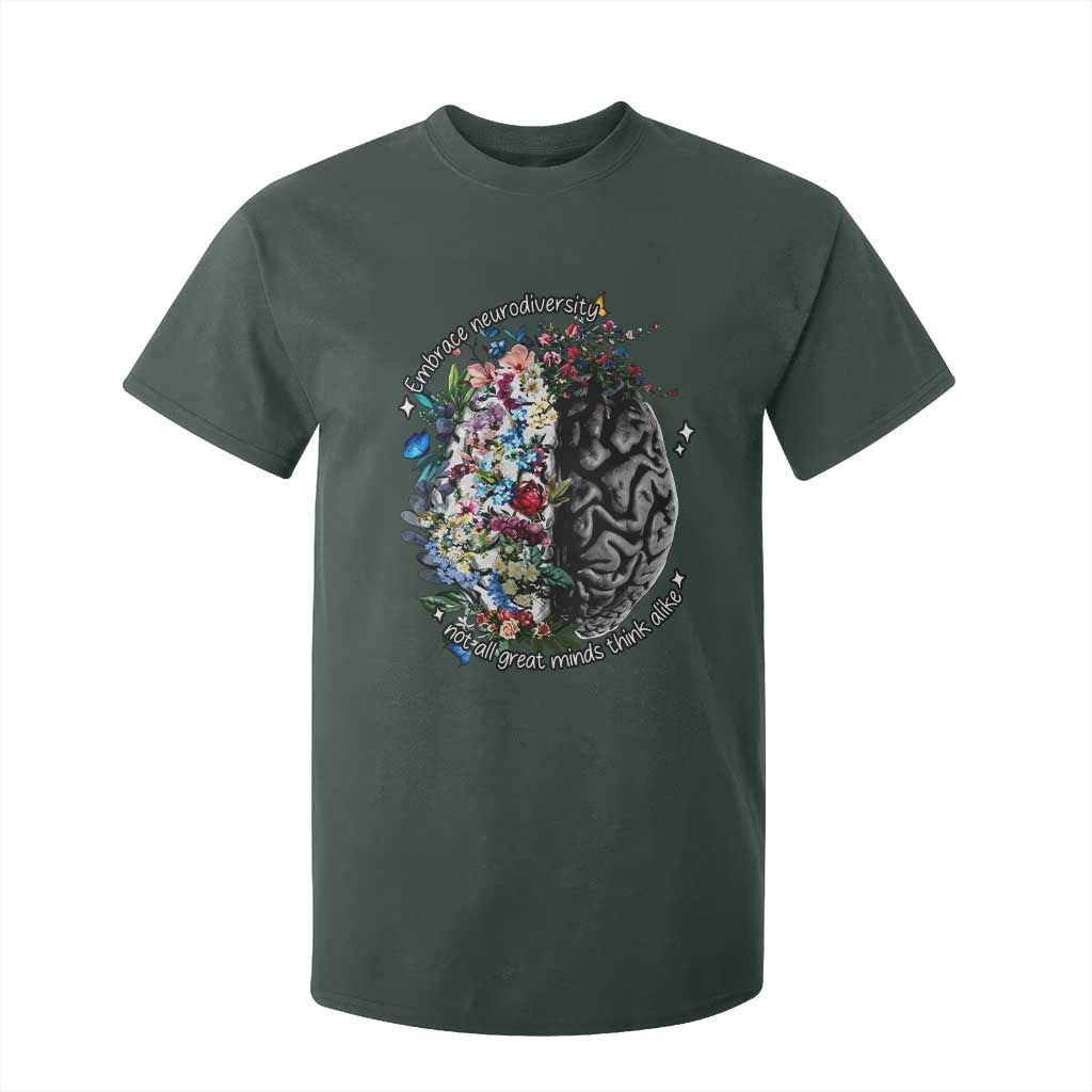 Autism Awareness T Shirt For Kid Neurodiversity All Great Minds Don't Mind Alike TS10 Dark Forest Green Print Your Wear