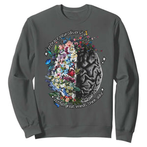 Autism Awareness Sweatshirt Neurodiversity All Great Minds Don't Mind Alike TS10 Dark Heather Print Your Wear