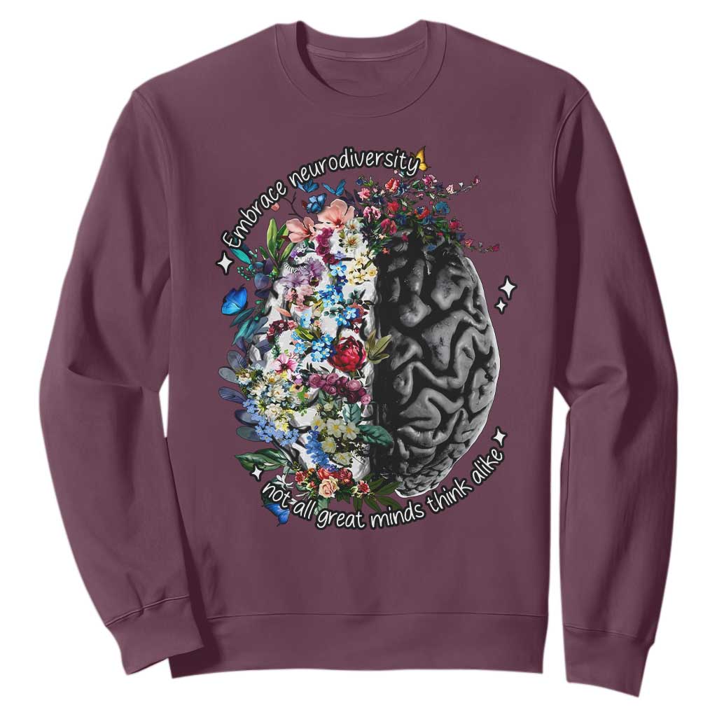 Autism Awareness Sweatshirt Neurodiversity All Great Minds Don't Mind Alike TS10 Maroon Print Your Wear