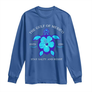 Gulf of Mexico Long Sleeve Shirt Texas Alabama Florida Beach Turtle Hibiscus TS10 Royal Blue Print Your Wear