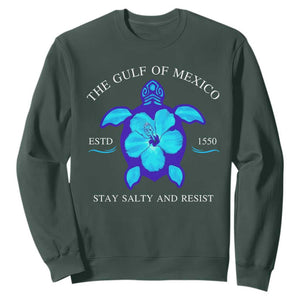 Gulf of Mexico Sweatshirt Texas Alabama Florida Beach Turtle Hibiscus TS10 Dark Forest Green Print Your Wear