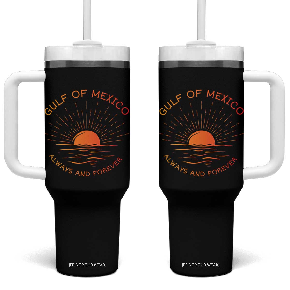 Gulf of Mexico Tumbler With Handle Always and Forever Sunny Vibes TS10 One Size: 40 oz Black Print Your Wear