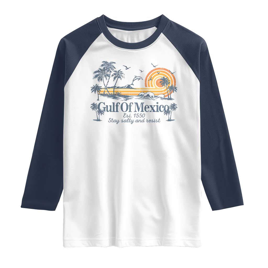 Gulf of Mexico Raglan Shirt Always And Forever Resist TS10 White Navy Print Your Wear