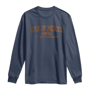 Gulf of Mexico Long Sleeve Shirt Est 1550 and Forever Retro Mexican Beach TS10 Navy Print Your Wear