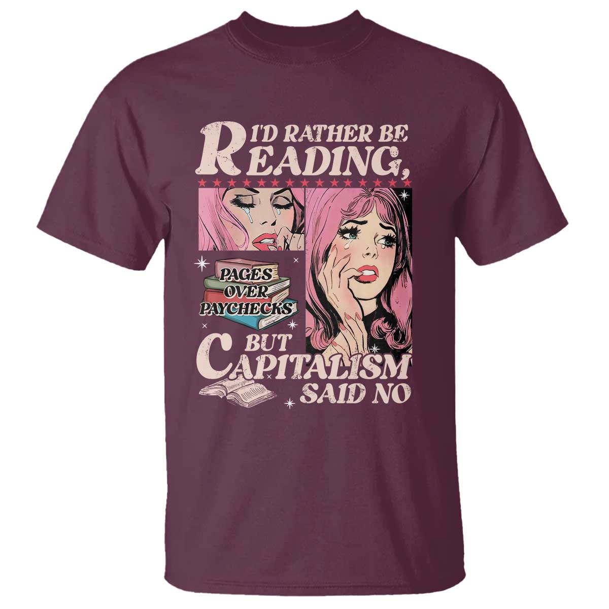Funny Reading T Shirt Hilarious Bookworm Book Lover Reader Gift TS10 Maroon Print Your Wear