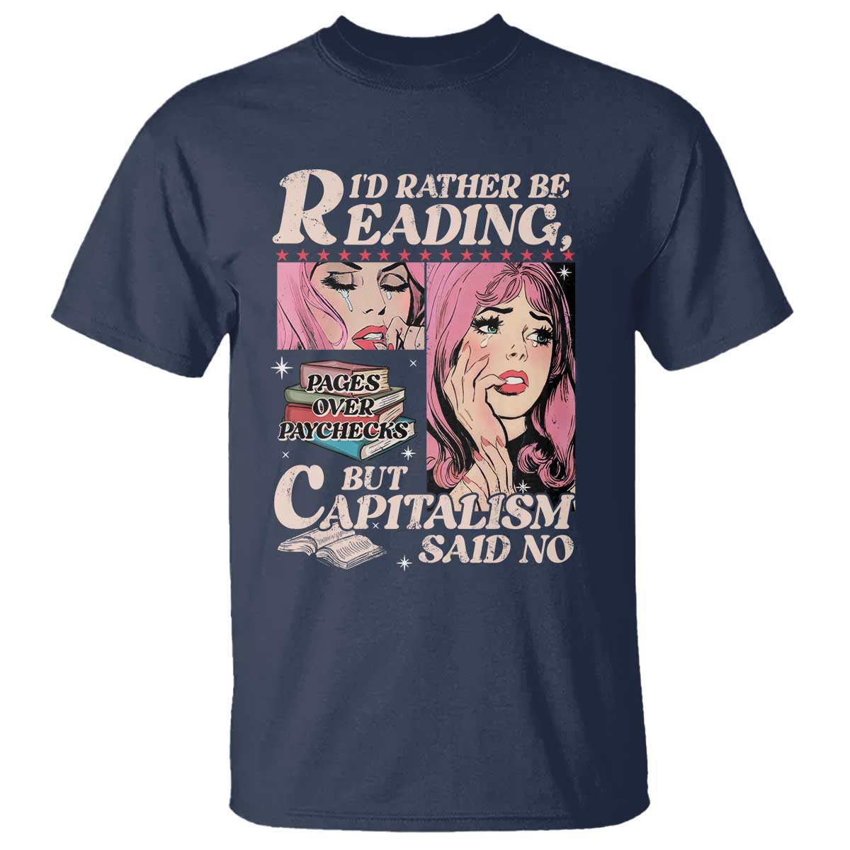Funny Reading T Shirt Hilarious Bookworm Book Lover Reader Gift TS10 Navy Print Your Wear