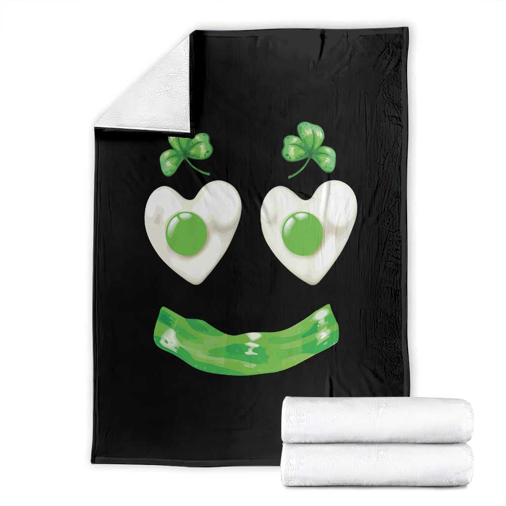 Funny Irish St Patricks Day Shamrock Throw Blanket Green Eggs Smile Brunch Breakfast TS10 Black Print Your Wear