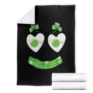 Funny Irish St Patricks Day Shamrock Throw Blanket Green Eggs Smile Brunch Breakfast TS10 Black Print Your Wear