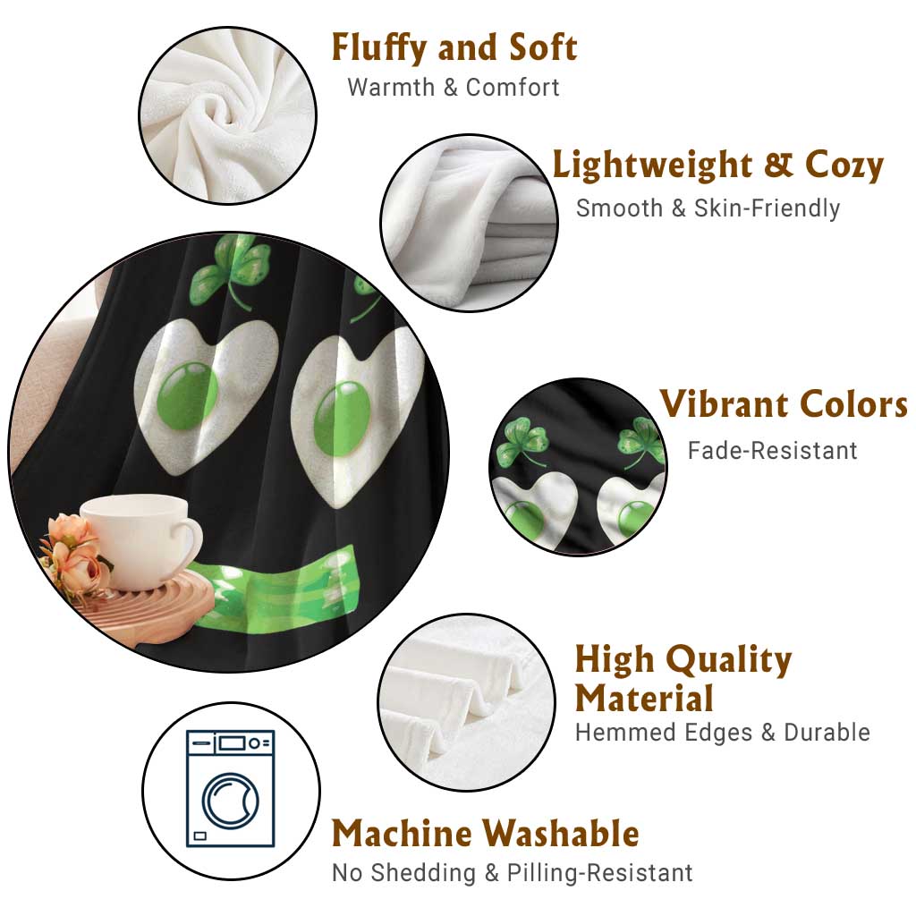 Funny Irish St Patricks Day Shamrock Throw Blanket Green Eggs Smile Brunch Breakfast TS10 Print Your Wear