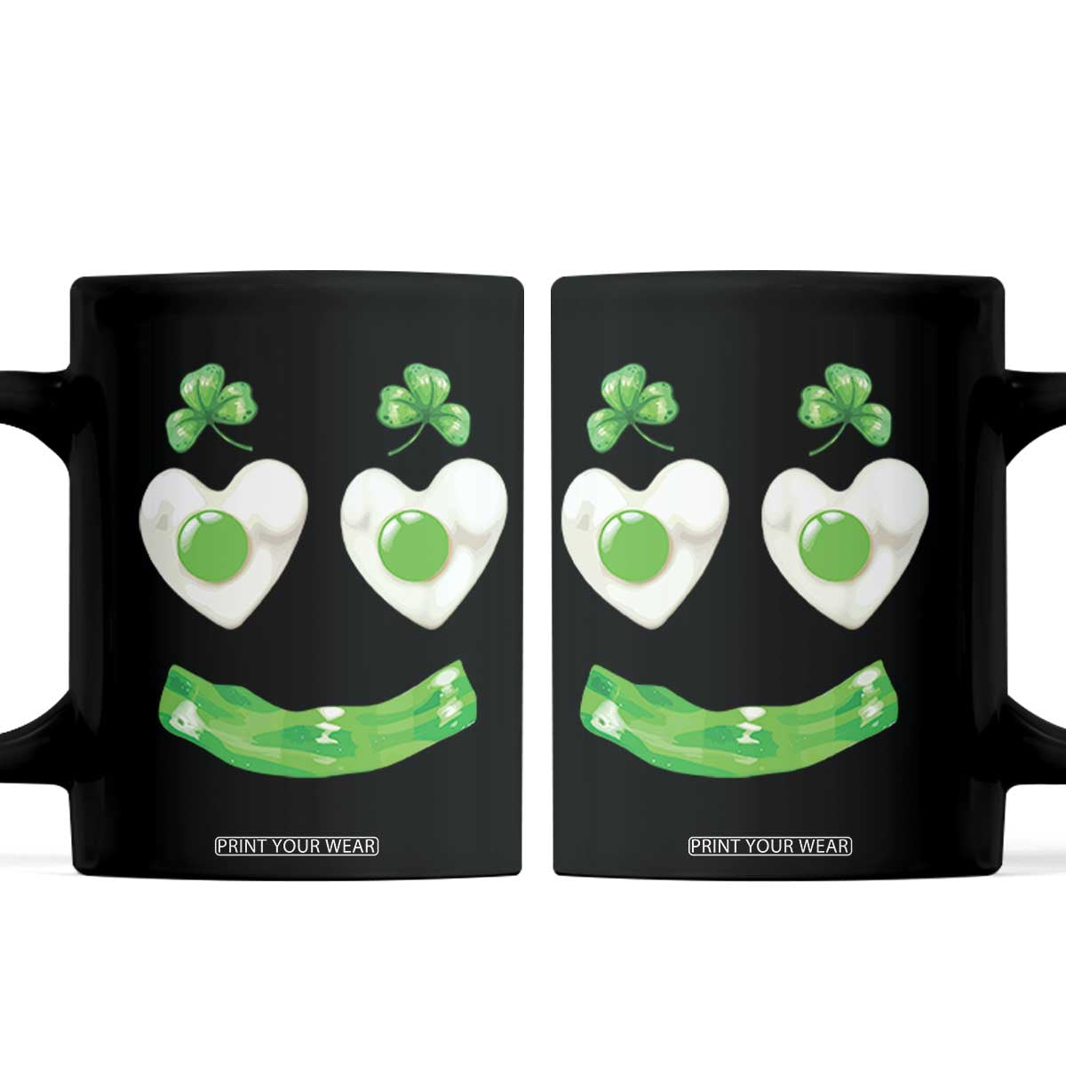 Funny Irish St Patricks Day Shamrock Coffee Mug Green Eggs Smile Brunch Breakfast TS10 Black Print Your Wear