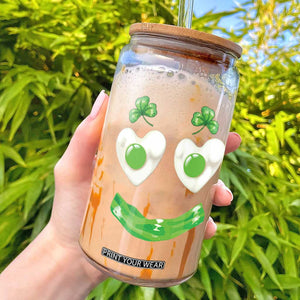 Funny Irish St Patricks Day Shamrock Glass Can Green Eggs Smile Brunch Breakfast TS10 Black Print Your Wear