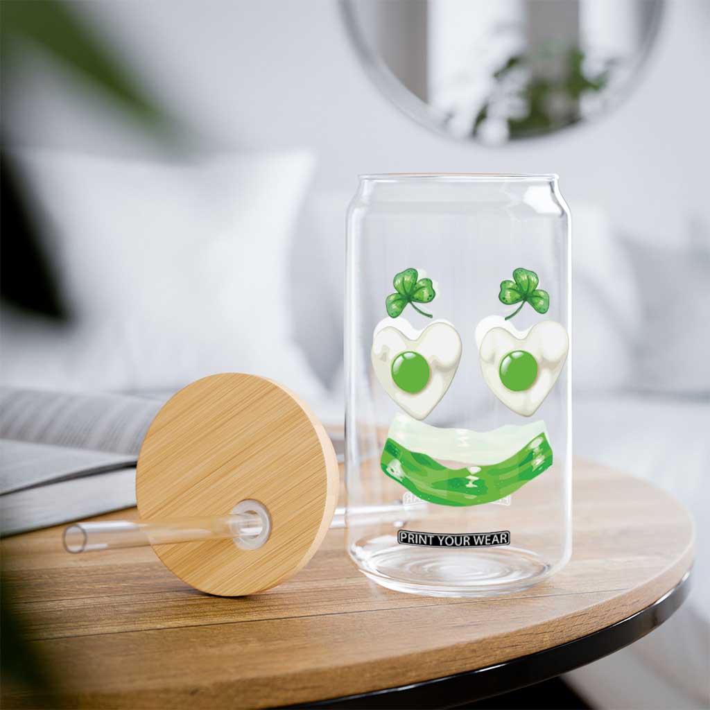 Funny Irish St Patricks Day Shamrock Glass Can Green Eggs Smile Brunch Breakfast TS10 Print Your Wear
