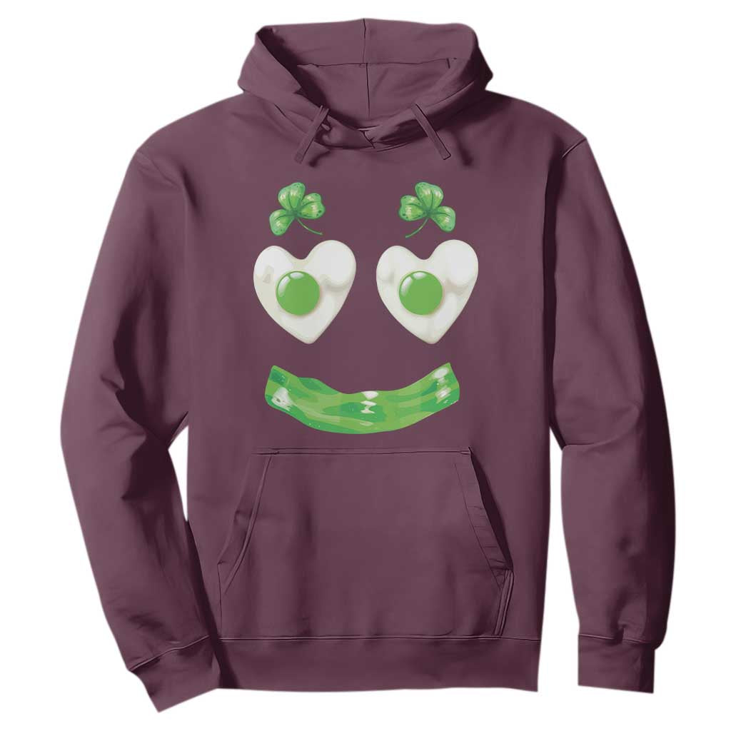 Funny Irish St Patricks Day Shamrock Hoodie Green Eggs Smile Brunch Breakfast TS10 Maroon Print Your Wear